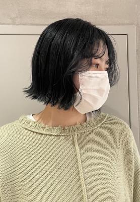 【 YOKE 】ブルーブラックタッセルボブ切りっぱなし韓国