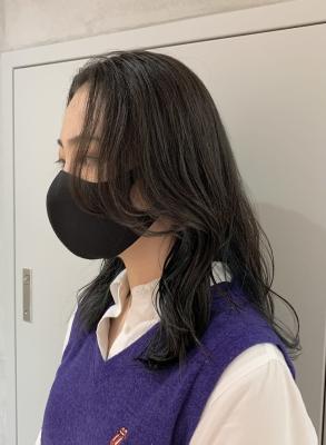 ダークグレージュレイヤーくすみブルーヨシンモリ韓国