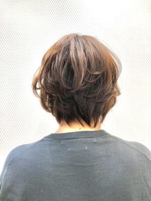 無造作ウェーブ/ショートボブ/くせ毛風/デジタルパーマ/暖色 無造作ウェーブ/ショートボブ/くせ毛風/デジタルパーマ/暖色
