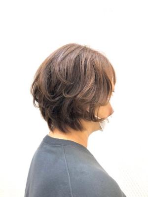 無造作ウェーブ/ショートボブ/くせ毛風/デジタルパーマ/暖色 無造作ウェーブ/ショートボブ/くせ毛風/デジタルパーマ/暖色
