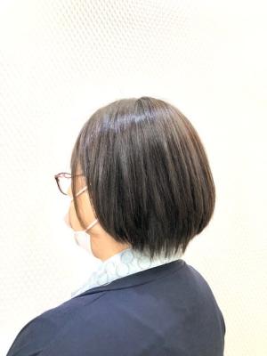 丸みショート/ショートボブ/小顔/ダークアッシュ/40代