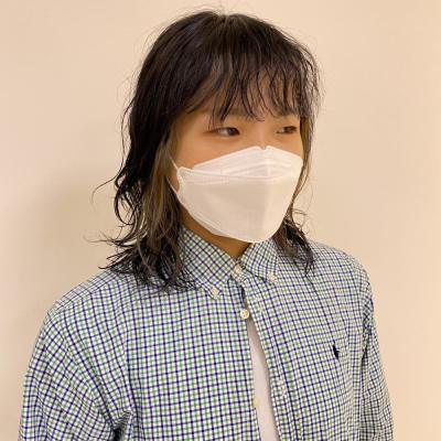 インナーカラー/ホワイトベージュ/前髪パーマ/西原晃