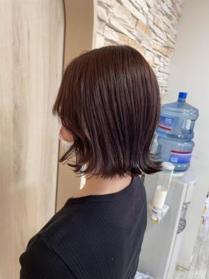 切りっぱなしボブ×オレンジブラウン