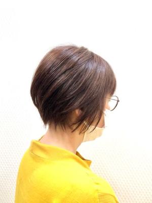 耳かけ/小顔/ショート/ショートグラ/暖色系カラー/40代