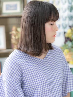 シースルーバング韓国風小顔バレイヤージュ　チャコールグレー