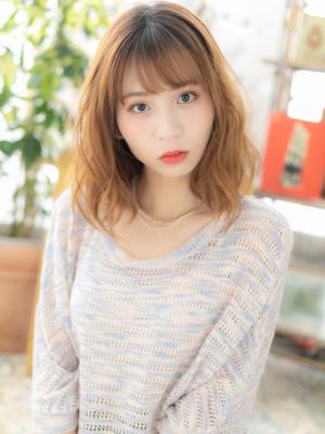 バレイヤージュ韓国風ゆるふわ小顔こなれヘア　マロンベージュ