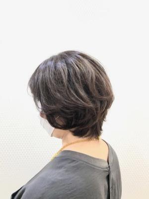 無造作パーマ/ショート/ショートボブ/小顔/40代50代