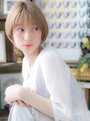 シースルーバング大人ハイライトマッシュボブ 　透明感