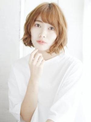 透け感カラーのゆるミックスカールボブ
