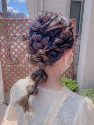 たまねぎヘアの編み下ろし