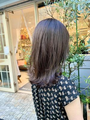 ワンカールのミディアムレイヤー☆透明感ブラウンカラー