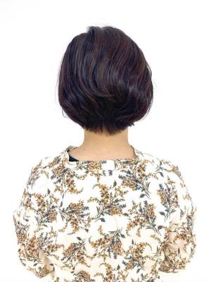 丸み/ショートボブ/小顔/ひし型/白髪染め/40代50代60 丸み/ショートボブ/小顔/ひし型/白髪染め/40代50代60