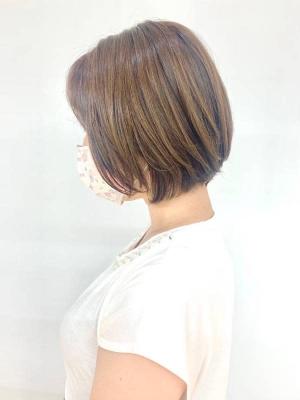 大人かわいい/丸み/ボブ/ミニボブ/アッシュベージュ/30代 大人かわいい/丸み/ボブ/ミニボブ/アッシュベージュ/30代