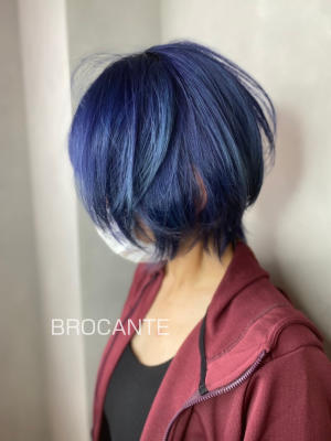 青髪 blue ショートボブ wカラー ハイトーン 青髪 blue ショートボブ wカラー ハイトーンのイメージ画像