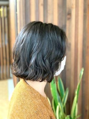 大人可愛い/外ハネ/ミニボブ/小顔/黒髪/30代40代/