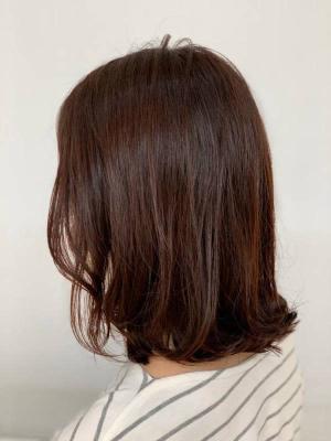 大人可愛い/外ハネ/レッドブラウン/ミディアム/30代40代 大人可愛い/外ハネ/レッドブラウン/ミディアム/30代40代