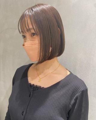 【YOKE】フレンチボブ透けバング大人ボブ暖色系カラー