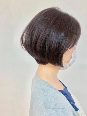 ショート/グラデーションボブ/小顔/前下がり/丸み/30代