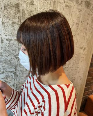 ミニボブ×オレンジベージュ