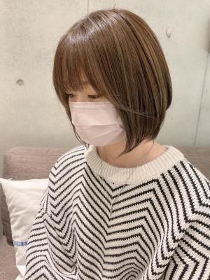 伸ばしかけショートヘアにベイリーフカラー☆