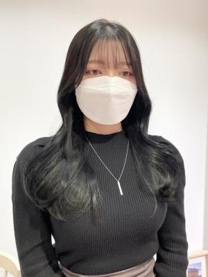 【 YOKE 】ブルーブラックくびれヘアヨシンモリ韓国ヘア