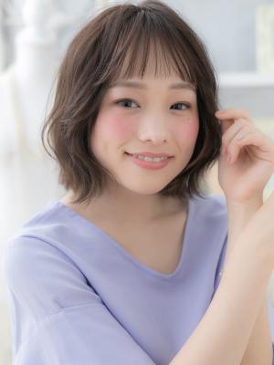 オン眉シースルーバング前下がりミニウルフ　チャコールグレー