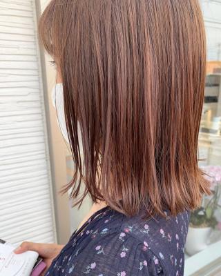 切りっぱなしボブ × オレンジ