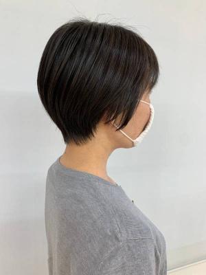 前下がり/黒髪/小顔/ショート/グラデーション/30代40代 前下がり/黒髪/小顔/ショート/グラデーション/30代40代のイメージ画像
