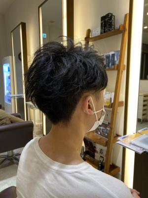 癖毛×リバースアップバング