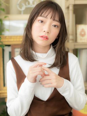 シースルーバング小顔前下がりウルフレイヤー シースルー前髪
