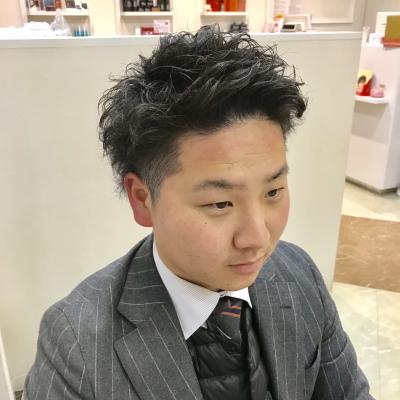 アップバングショート×パーマ