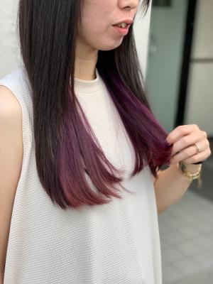 【インナーカラー】ピンク紫×long