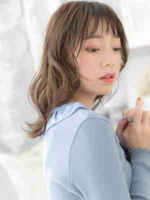 シースルーバング濡れ髪小顔バレイヤージュ　パールベージュ