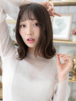 大人かわいいシースルーバングバレイヤージュ　マットブラウン