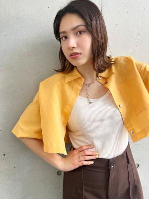 【山田】切りっぱなし外ハネボブイヤリングカラーy308