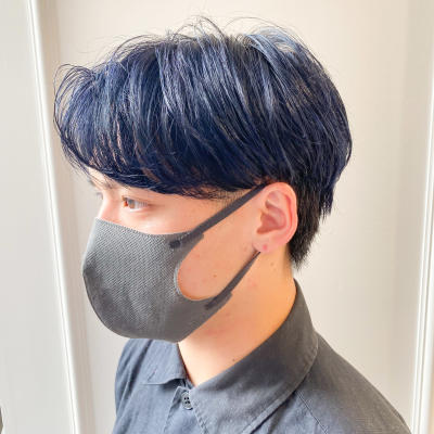 韓国風ツーブロックダークブルーヘア　のイメージ画像