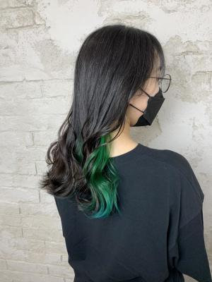 インナーカラーグリーン10代20代11000円