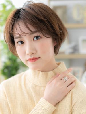 フレンチガーリーシースルーバングボブウルフ　ボブショート
