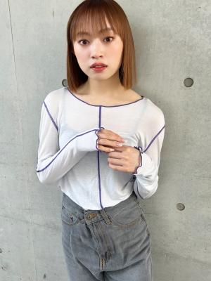 【山田】ミルクティーベージュ切りっぱなしストレートボブ316 【山田】ミルクティーベージュ切りっぱなしストレートボブ316