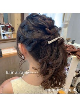 ドレスヘア　着物　結婚式ヘアセット　ポニーテールアレンジ