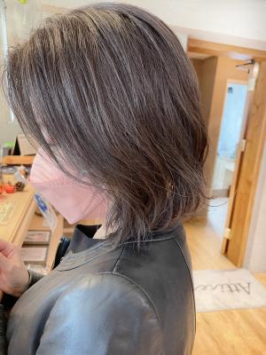 西梅田/ボブ/グレーベージュ/白髪ぼかし【Attirer飯田 西梅田/ボブ/グレーベージュ/白髪ぼかし【Attirer飯田