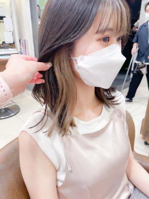 グレージュ インナーカラーとフェイスフレーミング【横浜】