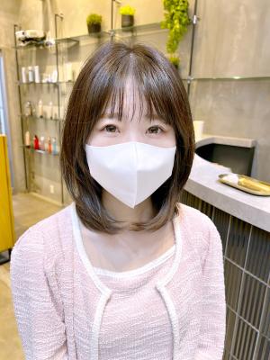 内巻きレイヤーボブ　