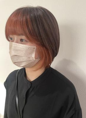 フェイスフレーミング/インナーカラー/コーラル/ショートボブ フェイスフレーミング/インナーカラー/コーラル/ショートボブ
