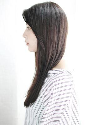 かきあげバングのナチュラルストレート