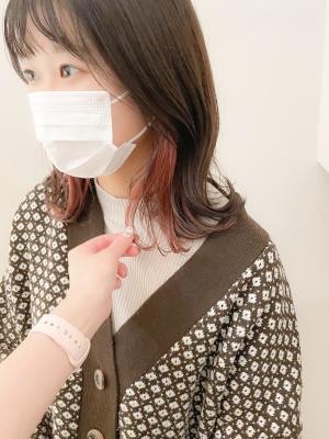 ピンクベージュ インナーカラー 【横浜】