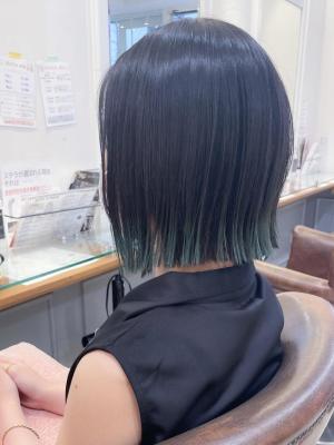 切りっぱなしボブ オリーブ グラデーションカラー 【横浜】