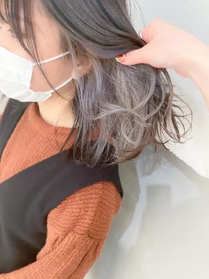 人気のホワイトシルバー インナーカラー【横浜】