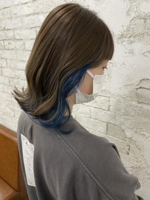 インナーカラー/ブルーカラー/20代30代/￥14630