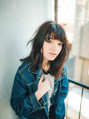 くせ毛風セミロング